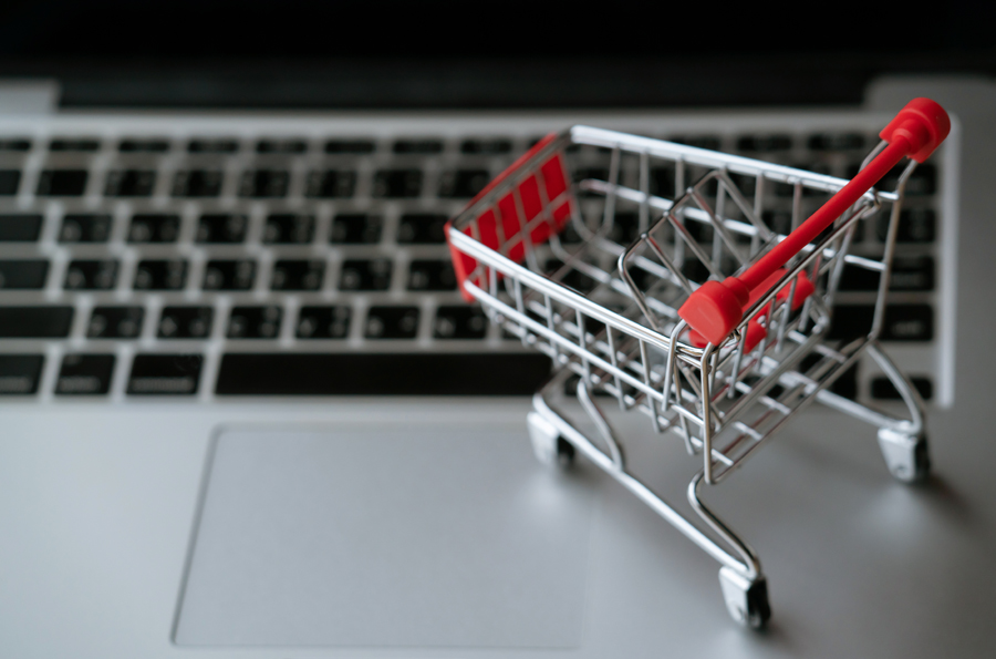 shopping cart on computer