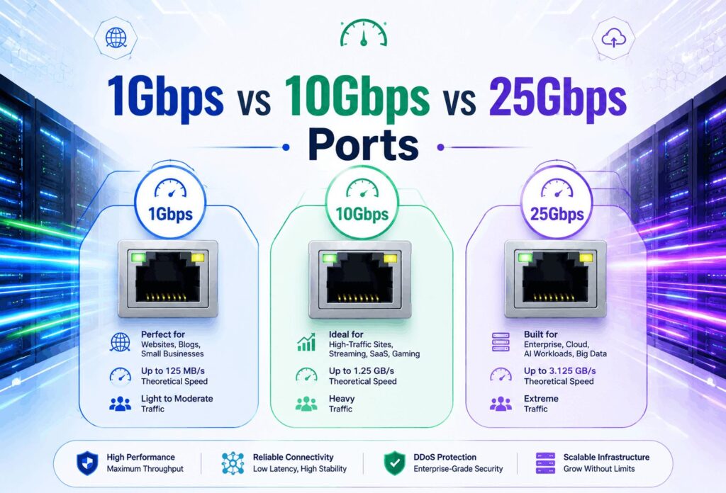1Gbps vs 10Gbps vs 25Gbps Ports | Blogs 1Gbps vs 10Gbps vs 25Gbps ports