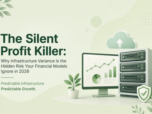 Green-toned banner showing a monitor with charts, a server rack, cloud icon, and plant, for an article titled 'The Silent Profit Killer'.