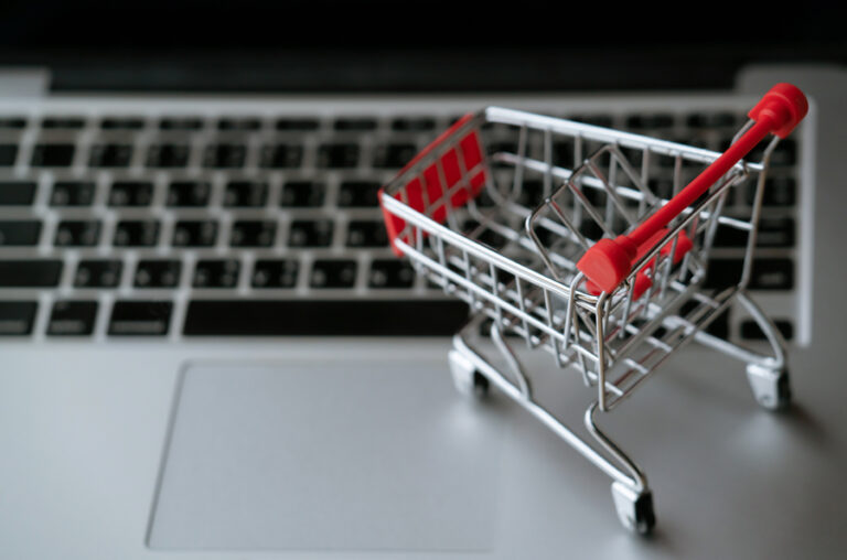 shopping cart on computer
